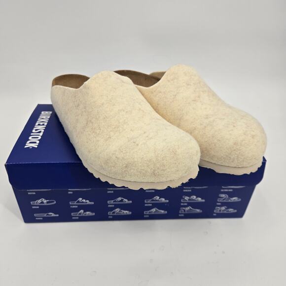 NIB Birkenstock Amersterdam 39 8-8.5 Wool Clog Slides Mules Eggshell Cream White - Picture 9 of 11